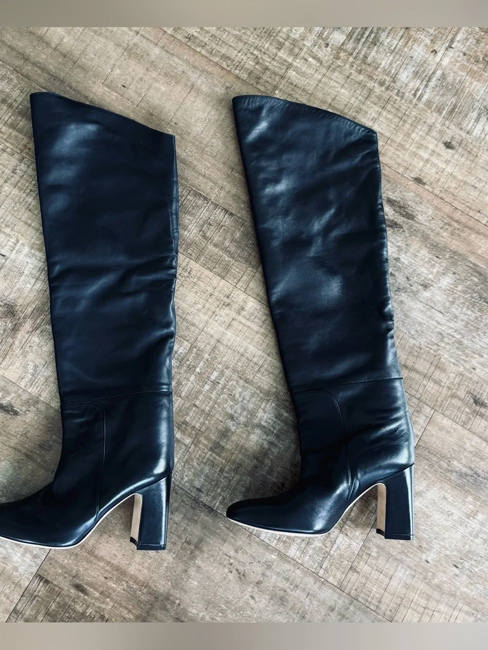 Stuart Weitzman Lucinda convertible black leather suede fold down boots size 6.5